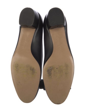 Salvatore Ferragamo Leather Bow Accents Ballet Flats