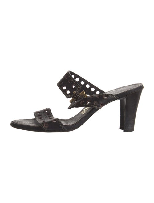 Salvatore Ferragamo Gancini Logo Leather Slides