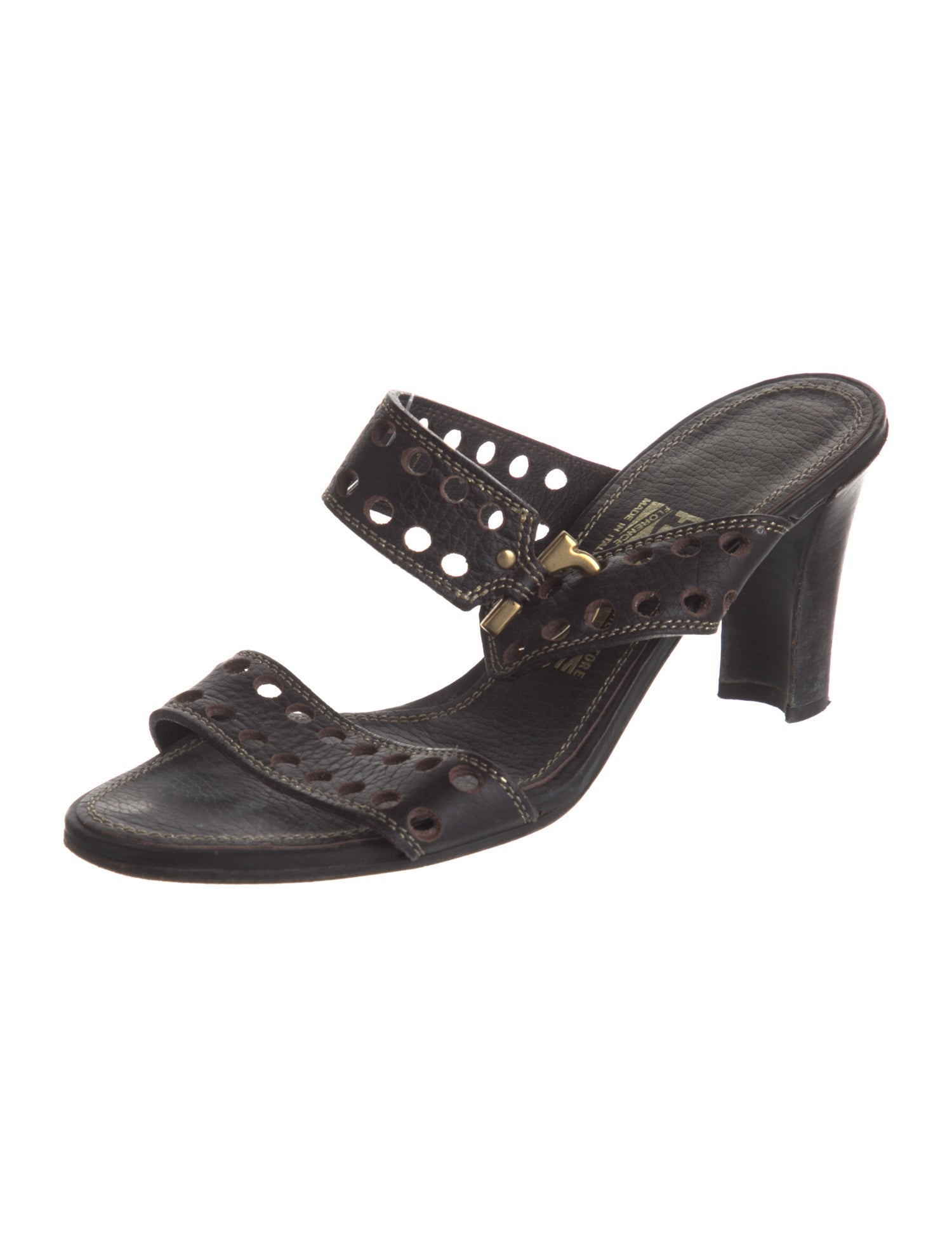 Salvatore Ferragamo Gancini Logo Leather Slides