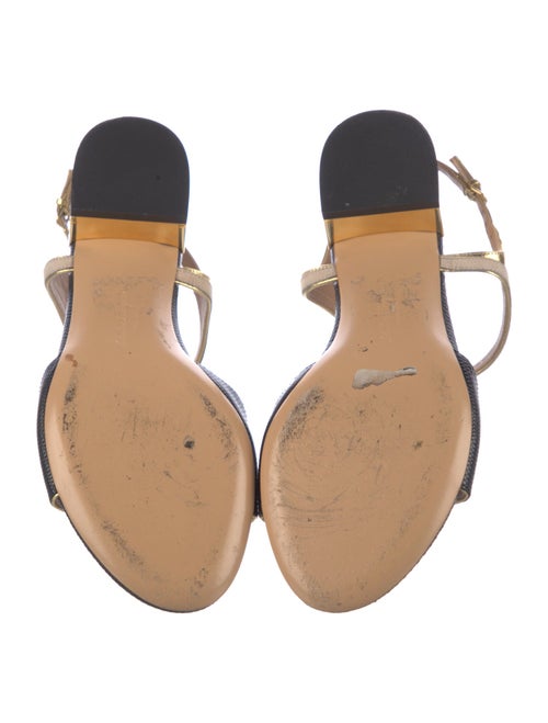 Salvatore Ferragamo Leather Animal Print T-Strap Sandals