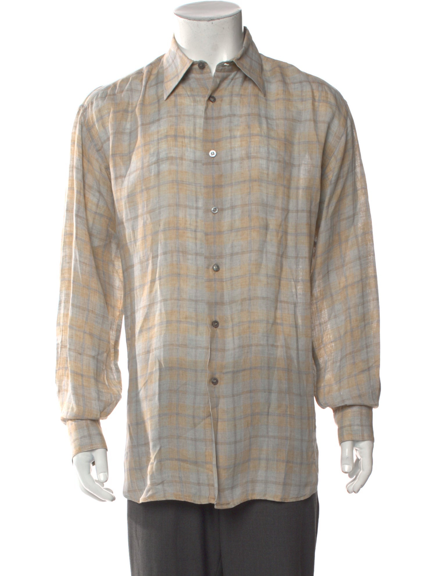 Salvatore Ferragamo Plaid Print Long Sleeve Dress Shirt