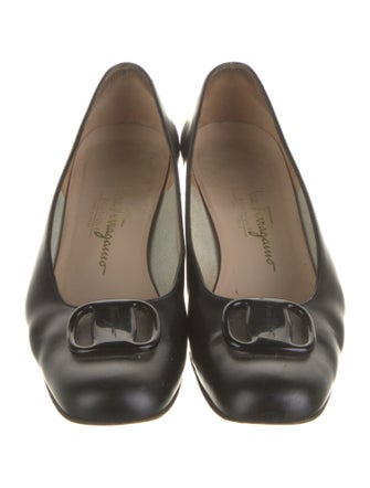 Salvatore Ferragamo Leather Bow Accents Flats