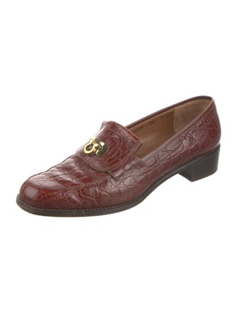 Salvatore Ferragamo Gancini Logo Embossed Leather Loafers