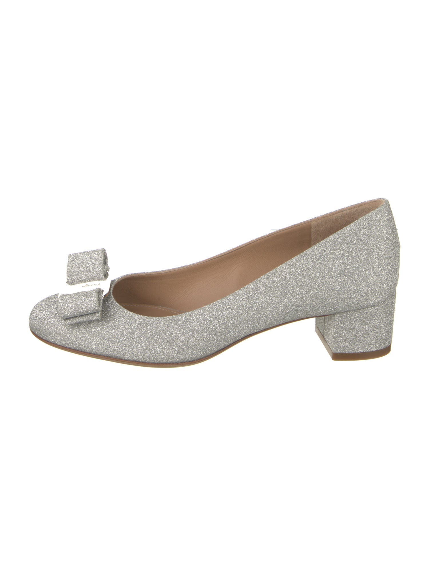 Salvatore Ferragamo Vara Bow Accent Glitter Pumps