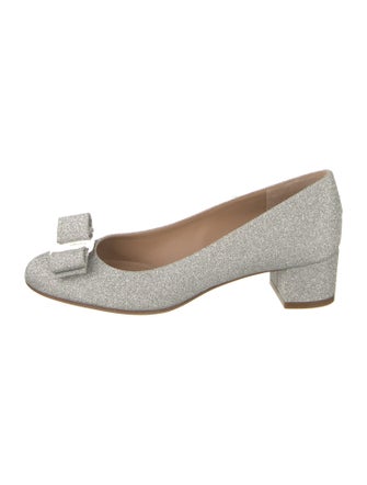 Salvatore Ferragamo Vara Bow Accent Glitter Pumps