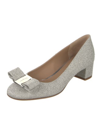 Salvatore Ferragamo Vara Bow Accent Glitter Pumps