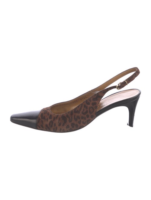 Salvatore Ferragamo Suede Animal Print Slingback Pumps