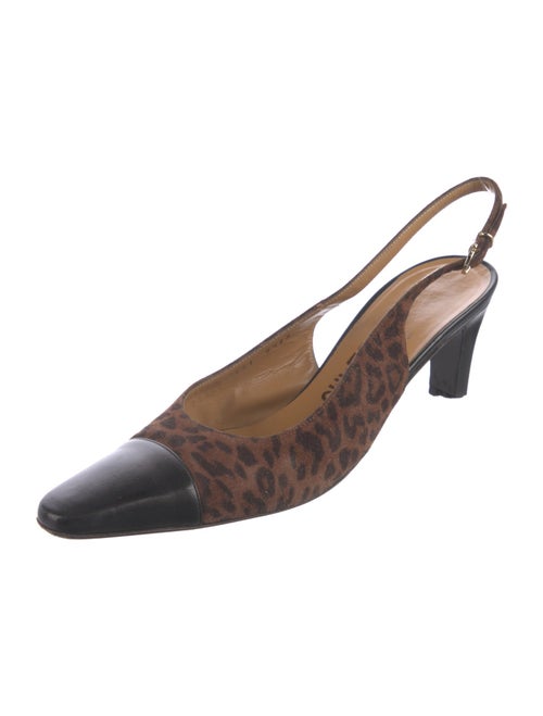 Salvatore Ferragamo Suede Animal Print Slingback Pumps