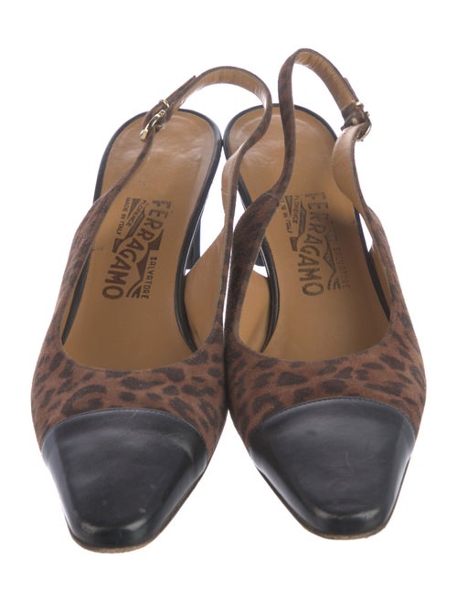 Salvatore Ferragamo Suede Animal Print Slingback Pumps
