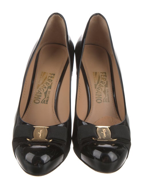 Salvatore Ferragamo Patent Leather Bow Accents Pumps