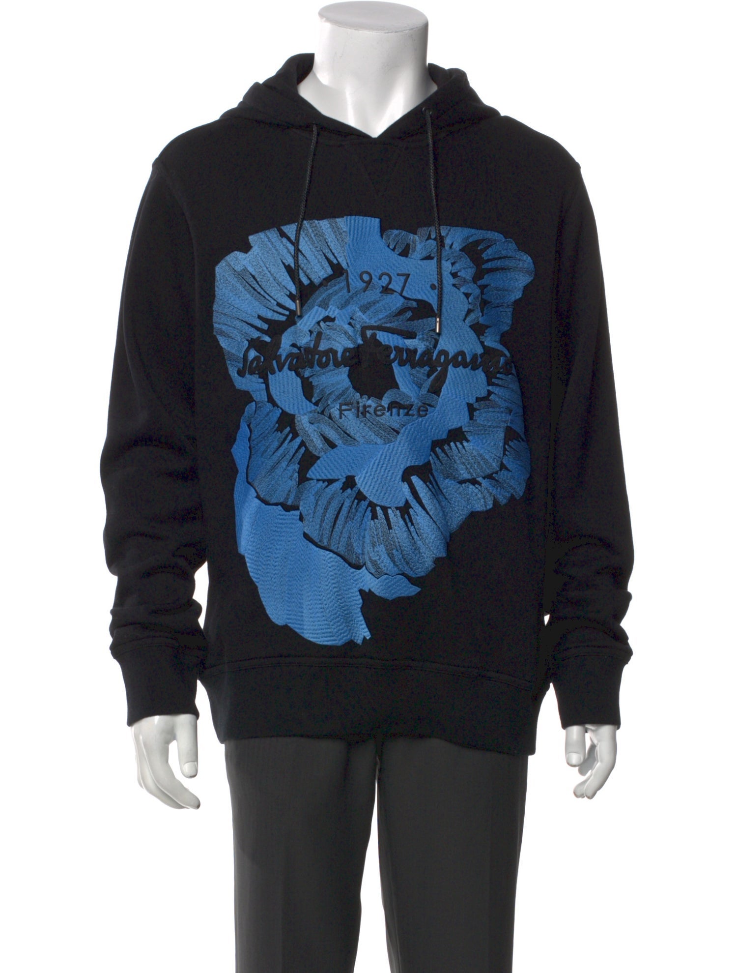 Salvatore Ferragamo Graphic Print V-Neck Hoodie w/ Tags