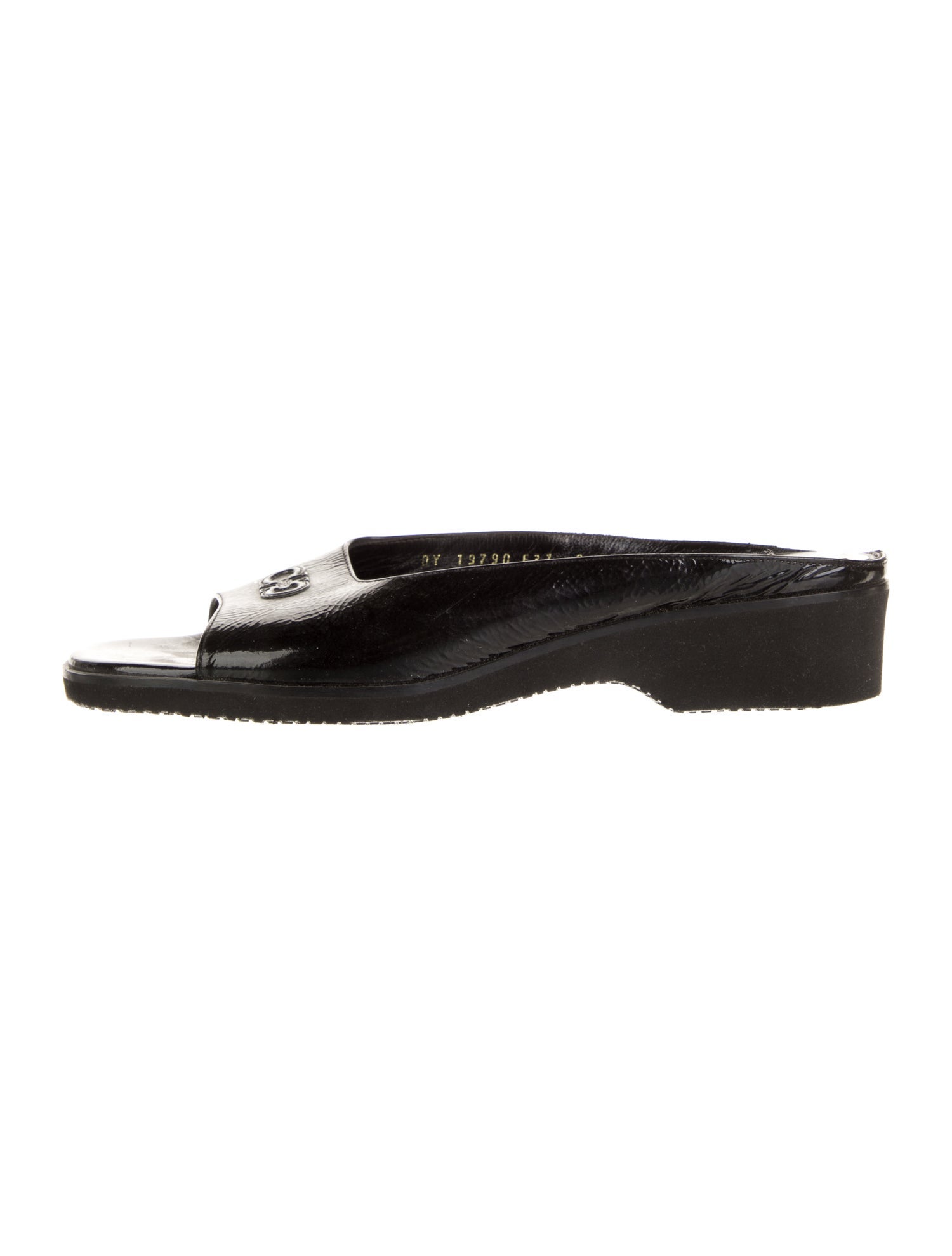 Salvatore Ferragamo Gancini Logo Patent Leather Slides