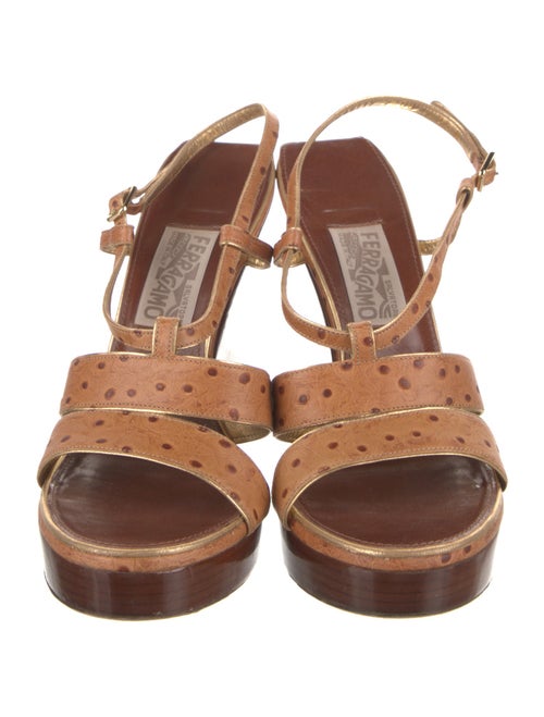 Salvatore Ferragamo Ostrich Slingback Sandals