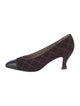 Salvatore Ferragamo Suede Leather Trim Embellishment Pumps