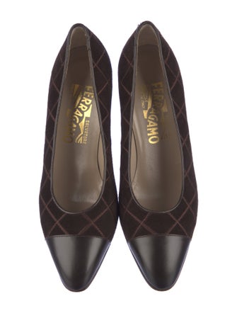 Salvatore Ferragamo Suede Leather Trim Embellishment Pumps