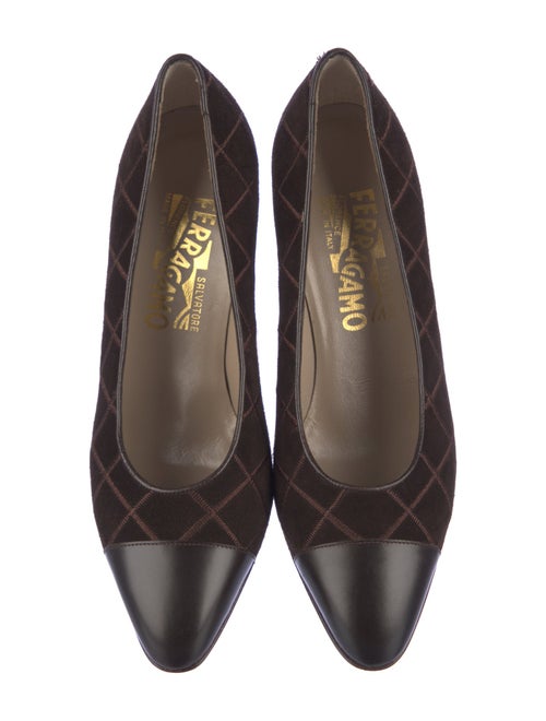 Salvatore Ferragamo Suede Leather Trim Embellishment Pumps