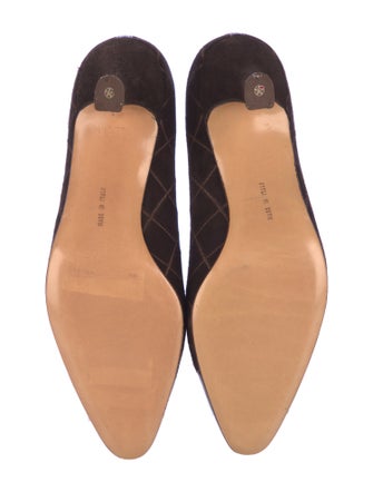 Salvatore Ferragamo Suede Leather Trim Embellishment Pumps