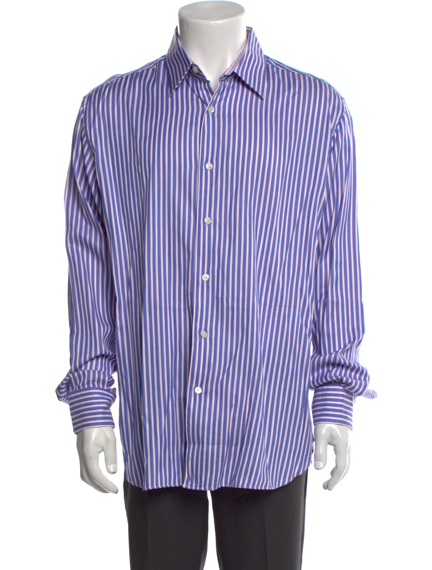 Salvatore Ferragamo Striped Long Sleeve Dress Shirt