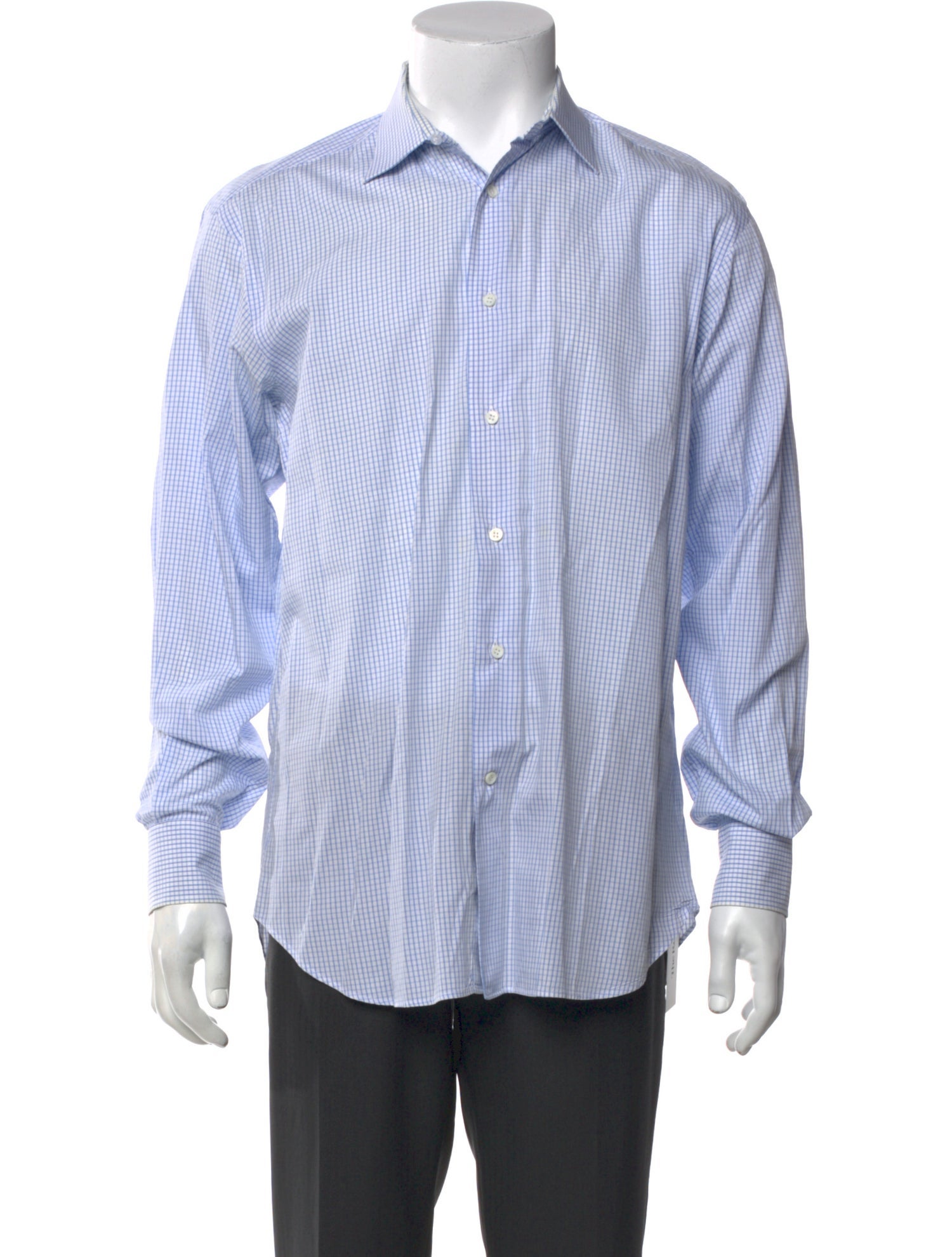 Salvatore Ferragamo Plaid Print Long Sleeve Dress Shirt