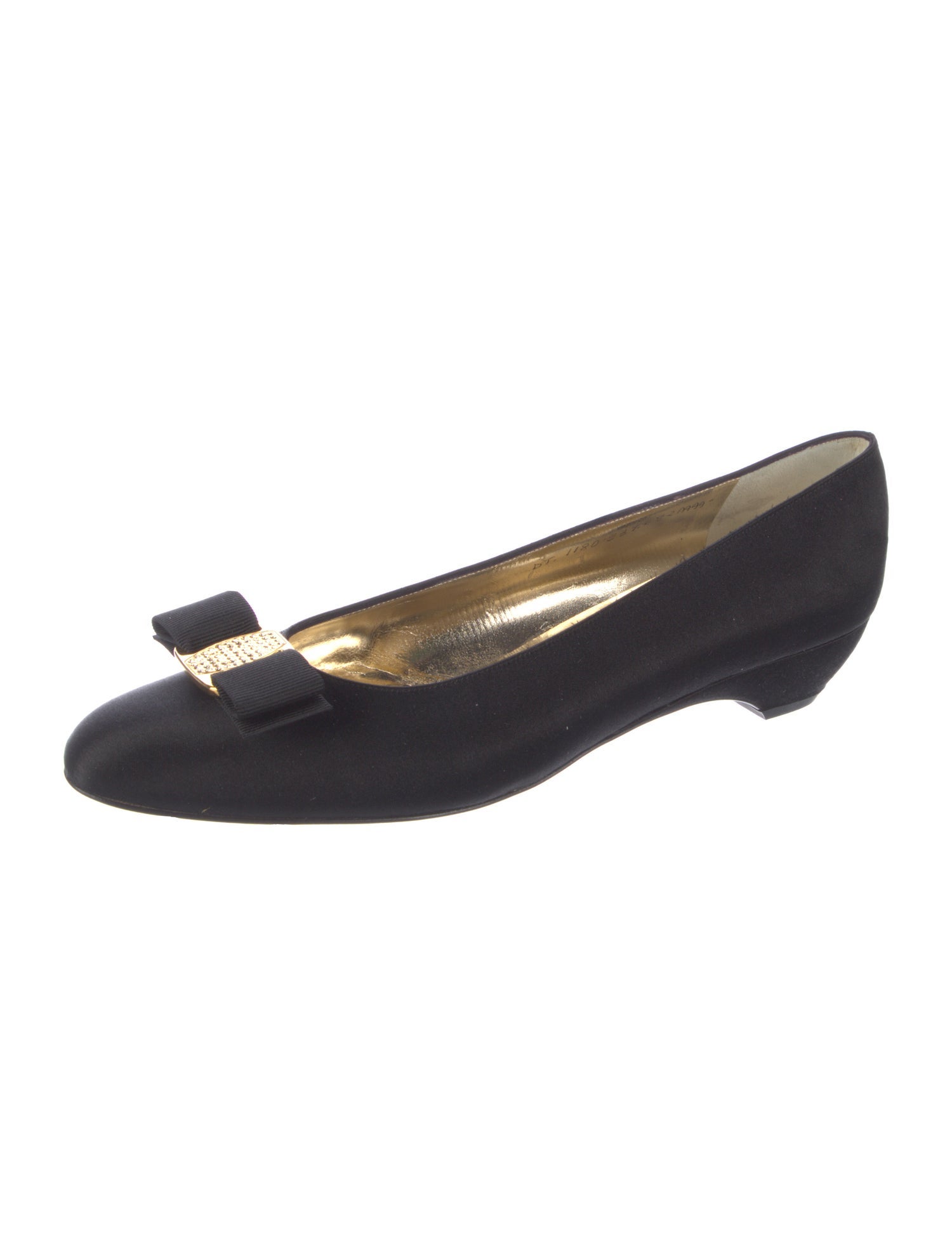 Salvatore Ferragamo Satin Bow Accents Flats