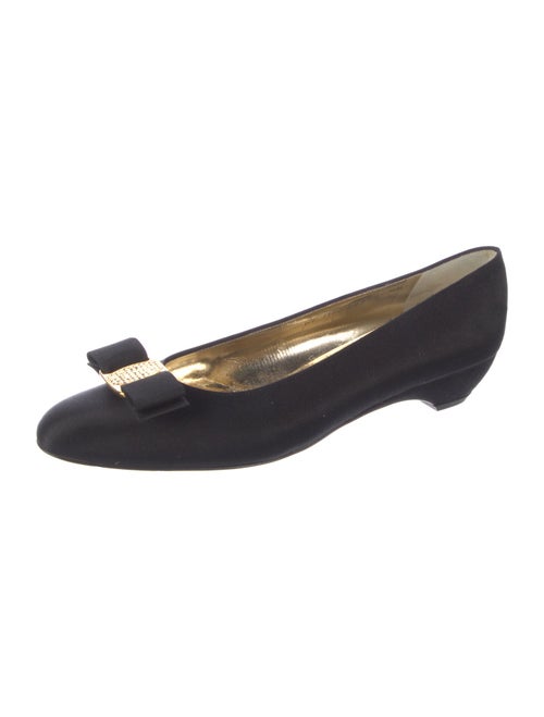 Salvatore Ferragamo Satin Bow Accents Flats