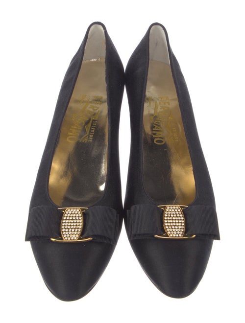 Salvatore Ferragamo Satin Bow Accents Flats