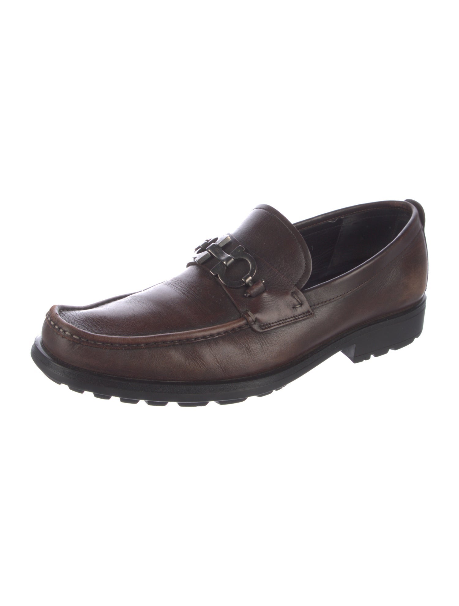 Salvatore Ferragamo Gancini Logo Leather Dress Loafers