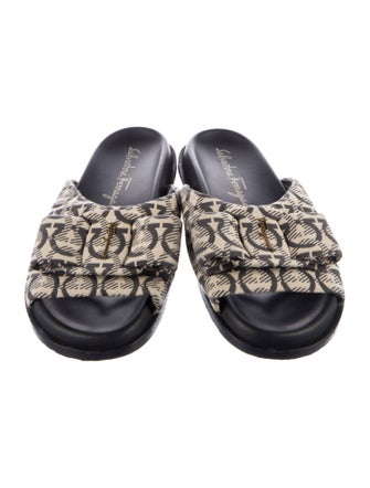 Salvatore Ferragamo Canvas Printed Slides