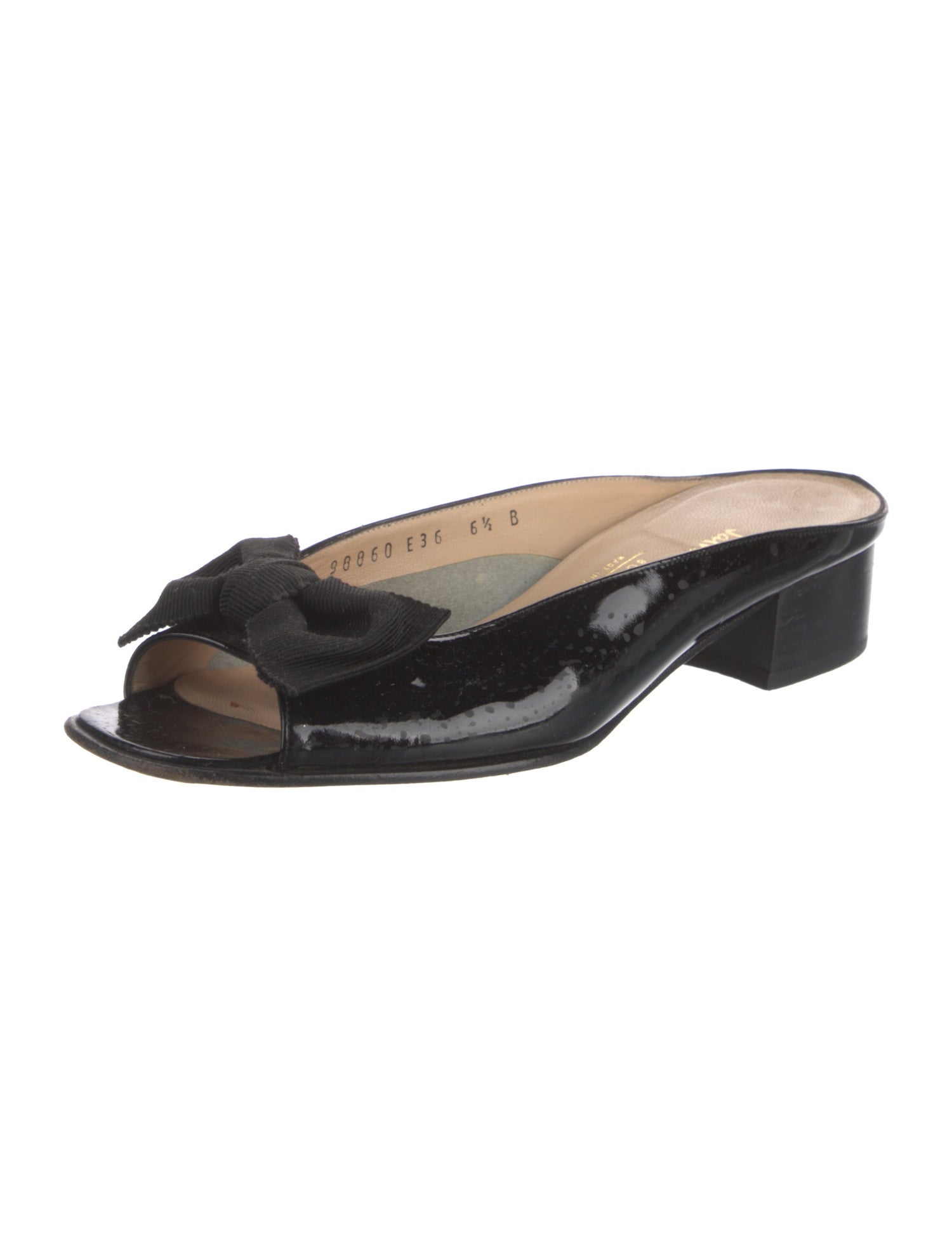 Salvatore Ferragamo Patent Leather Bow Accents Flats