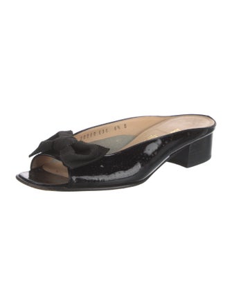 Salvatore Ferragamo Patent Leather Bow Accents Flats