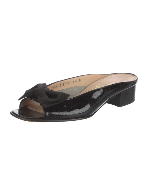 Salvatore Ferragamo Patent Leather Bow Accents Flats