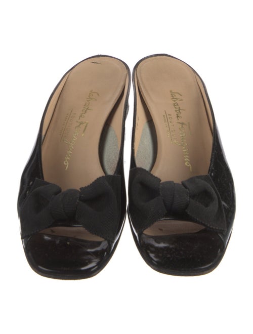 Salvatore Ferragamo Patent Leather Bow Accents Flats