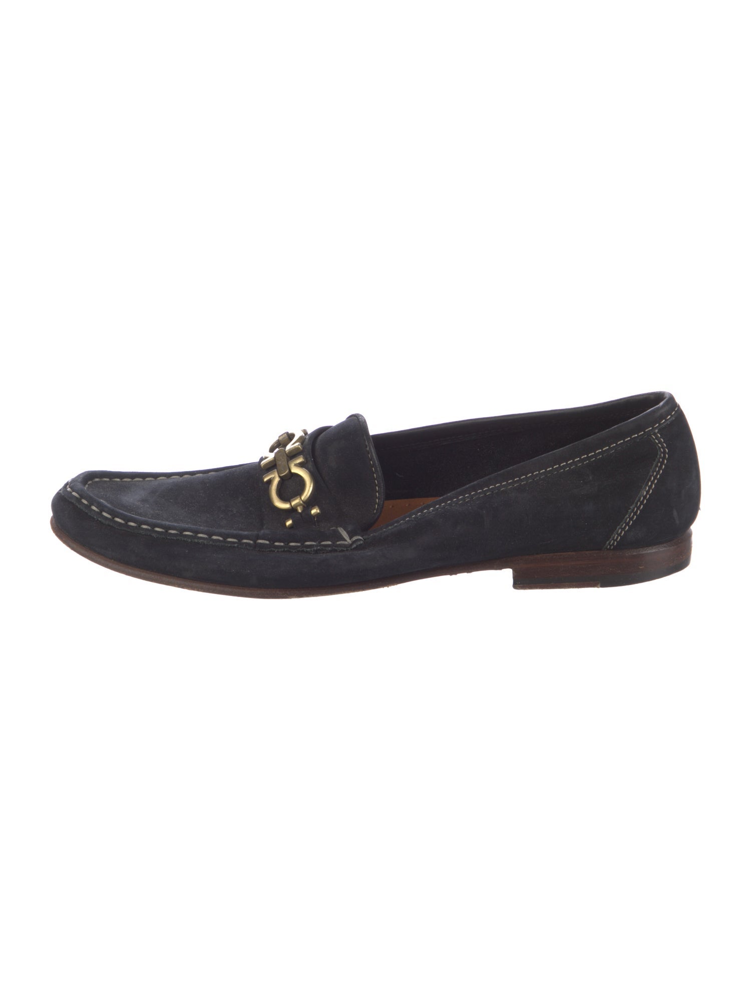 Salvatore Ferragamo Chain-Link Accent Suede Loafers
