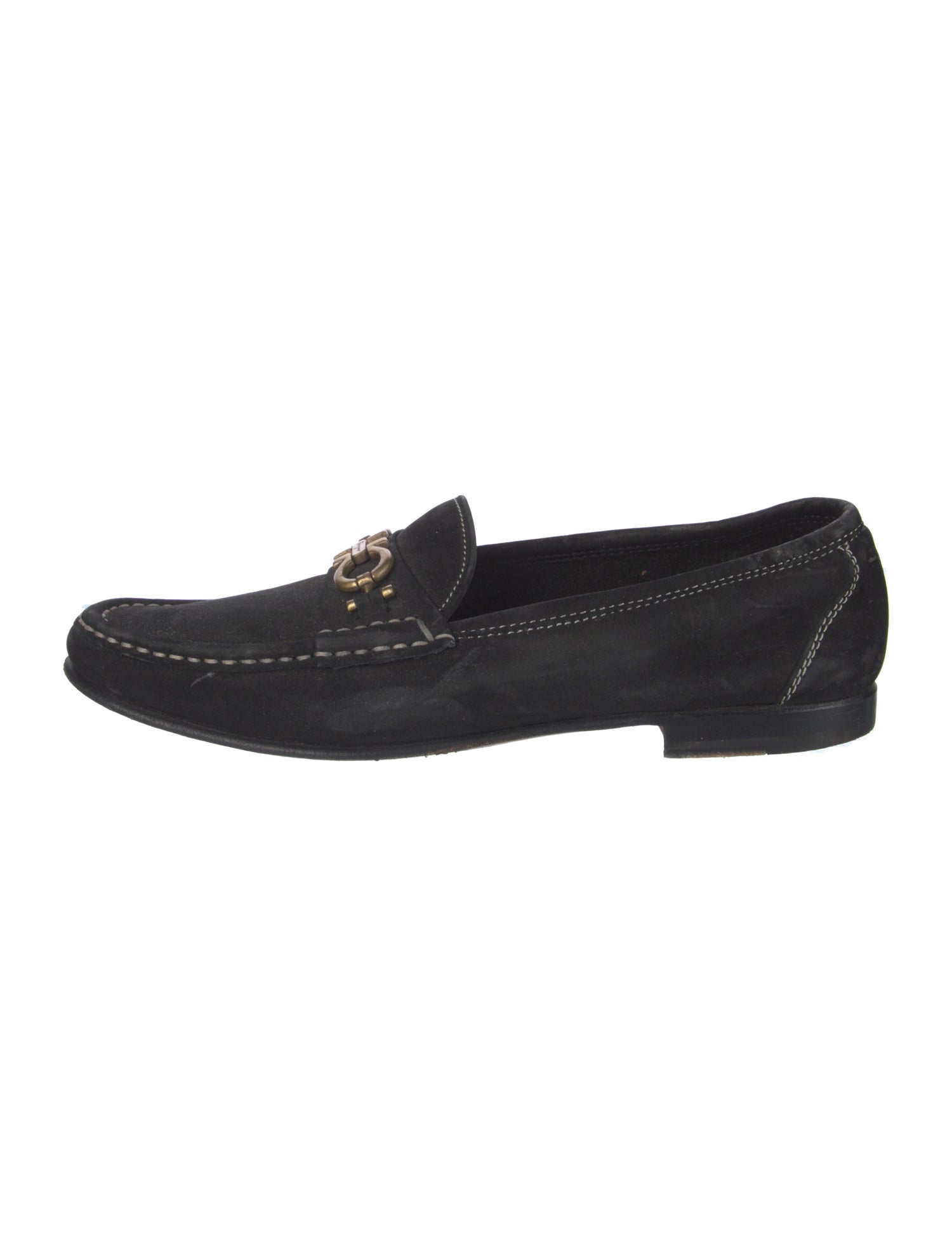 Salvatore Ferragamo Chain-Link Accent Suede Loafers