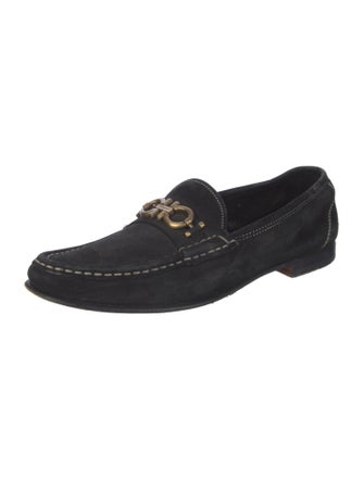 Salvatore Ferragamo Chain-Link Accent Suede Loafers