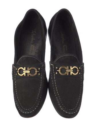 Salvatore Ferragamo Chain-Link Accent Suede Loafers