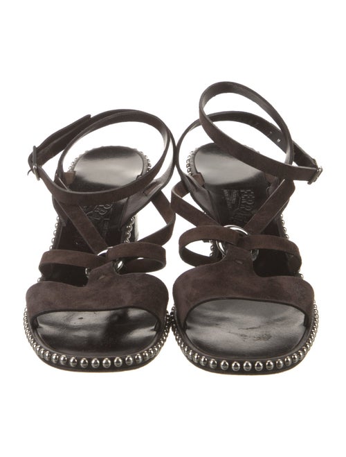 Salvatore Ferragamo Suede Studded Accents Gladiator Sandals