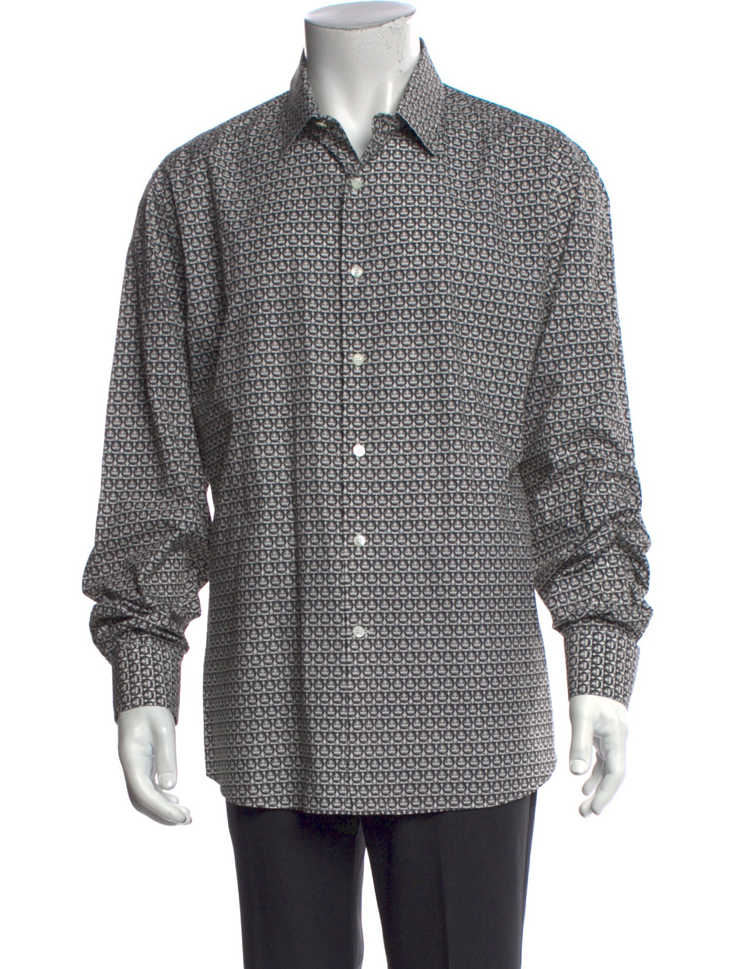 Salvatore Ferragamo Polka Dot Print Long Sleeve Dress Shirt
