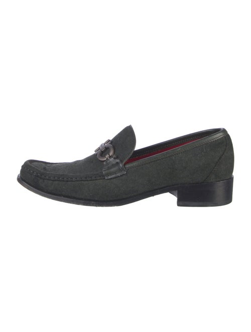 Salvatore Ferragamo Wool Leather Trim Embellishment Loafers