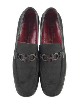 Salvatore Ferragamo Wool Leather Trim Embellishment Loafers