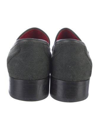 Salvatore Ferragamo Wool Leather Trim Embellishment Loafers