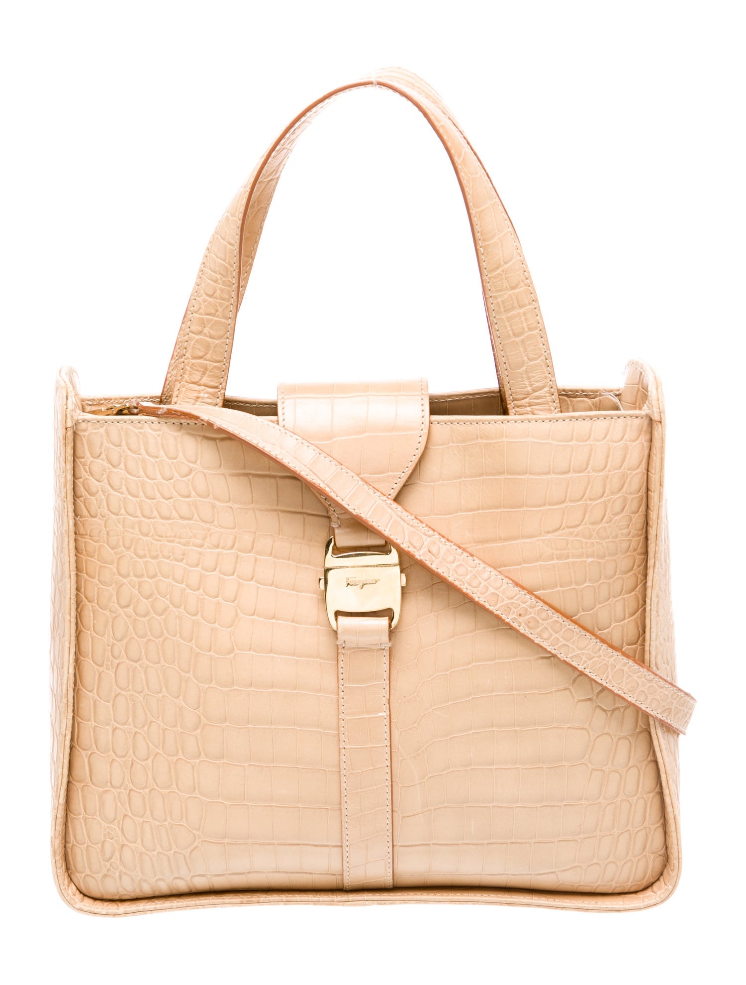 Salvatore Ferragamo Embossed Leather Top Handle Bag