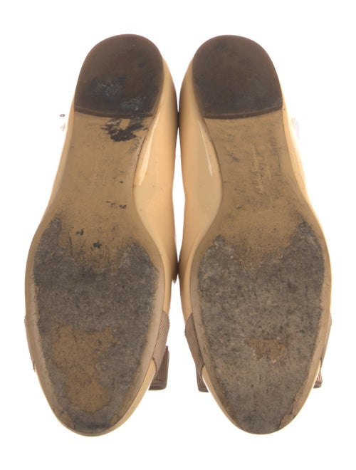 Salvatore Ferragamo Patent Leather Bow Accents Ballet Flats