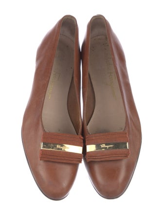 Salvatore Ferragamo Leather Bow Accents Flats