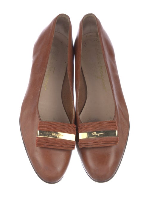 Salvatore Ferragamo Leather Bow Accents Flats