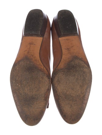 Salvatore Ferragamo Leather Bow Accents Flats