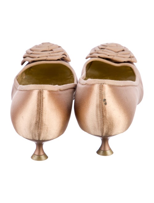 Salvatore Ferragamo Satin Ruffle Embellishment Pumps