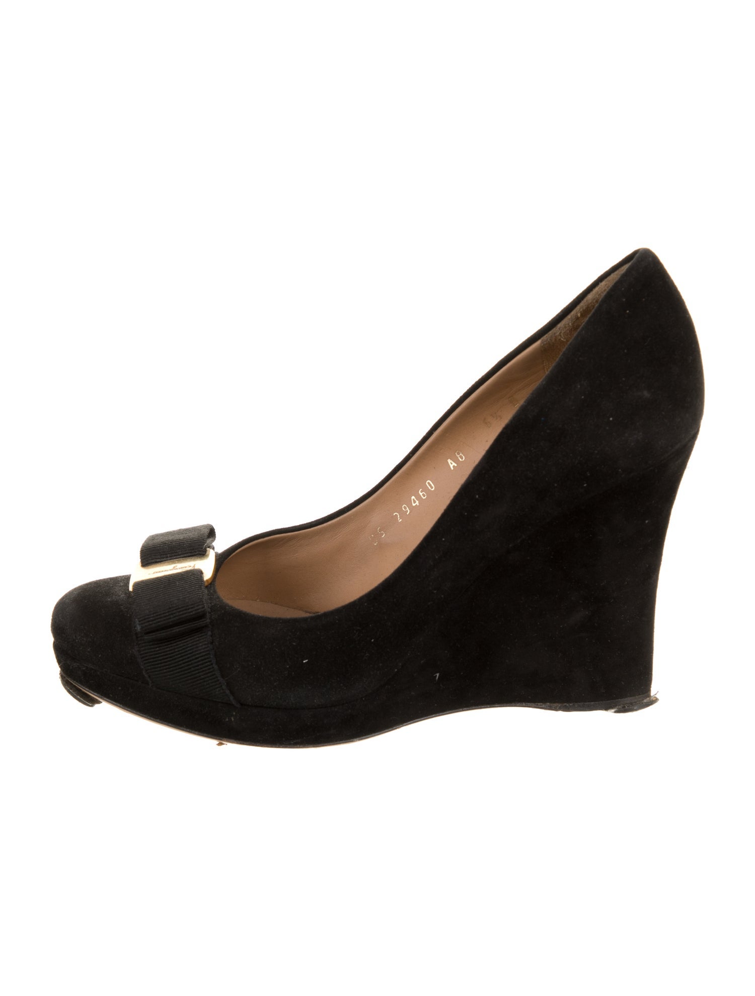 Salvatore Ferragamo Suede Bow Accents Pumps