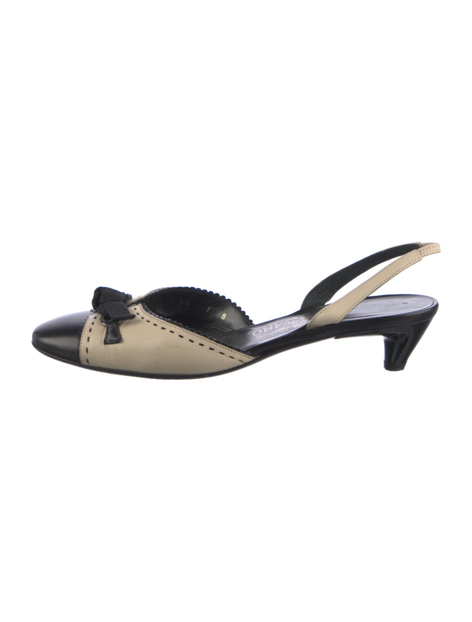 Salvatore Ferragamo Leather Colorblock Pattern Slingback Pumps