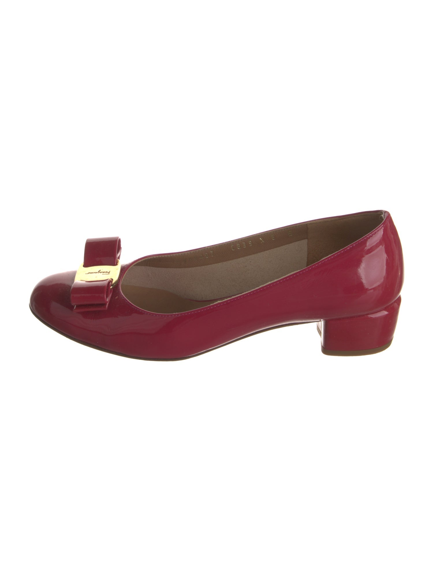 Salvatore Ferragamo Patent Leather Bow Accents Pumps